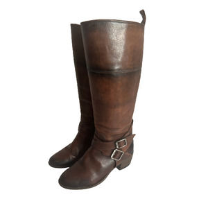 Nurture "York" Brown Leather Buckles Tall Riding Boots Women's SZ 7.5